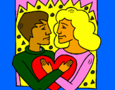 Coloring page Boy and girl in love painted bygrady rose