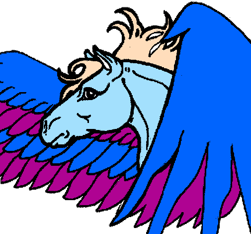 Coloring page Pegasus painted byines