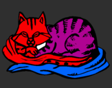 Coloring page Cat in bed painted byEdoardo