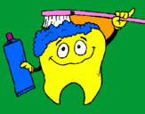 Coloring page Tooth cleaning itself painted bylucila