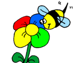 Coloring page Bee and flower painted byRODOLFO