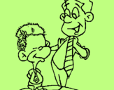 Coloring page Father and son painted bylana