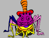 Coloring page Spider with hat painted bylevi