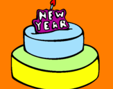 Coloring page New year cake painted bypheterson