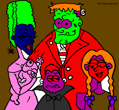 Coloring page Family of monsters painted bylevi