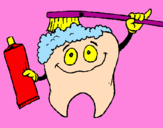 Coloring page Tooth cleaning itself painted bymn
