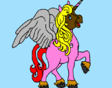 Coloring page Unicorn with wings painted byUnicorn