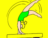 Coloring page Exercising on pommel horse painted byKARILYS