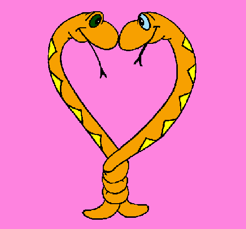 Coloring page Snakes in love painted bycori
