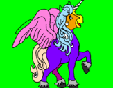 Coloring page Unicorn with wings painted byGracie