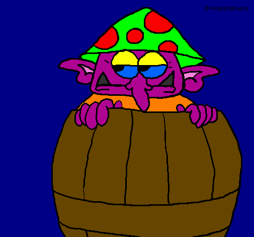 Coloring page Goblin in a barrel painted byjamie