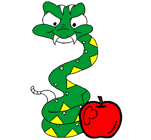 Coloring page Snake and apple painted byhammza