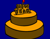 Coloring page New year cake painted byale       