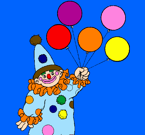 Coloring page Clown with balloons painted byale       