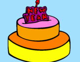 Coloring page New year cake painted byCharlotte8