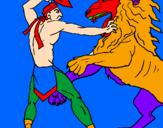 Coloring page Gladiator versus a lion painted byShane