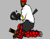 Coloring page Goaltender stopping puck painted bygrady     