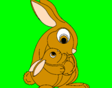 Coloring page Mother rabbit painted byteresa