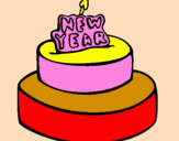 Coloring page New year cake painted byERIKA