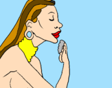 Coloring page Woman protecting her skin painted byale       