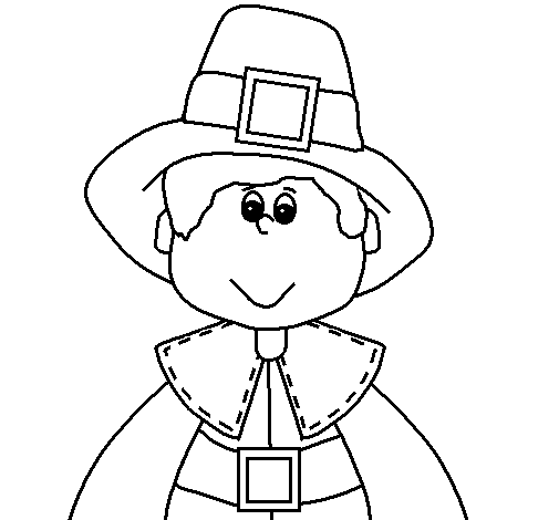 Coloring page Pilgrim boy painted bymonica
