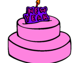 Coloring page New year cake painted byTERESA