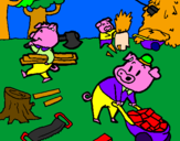 Coloring page Three little pigs 1 painted byjulia 