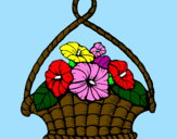 Coloring page Basket of flowers painted byPOOH BEAR!