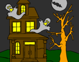Coloring page Ghost house painted byelie