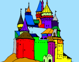 Coloring page Medieval castle painted byelie