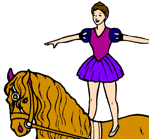 Coloring page Trapeze artist on a horse painted bydario di stefano