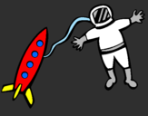 Coloring page Rocket and astronaut painted bybruno