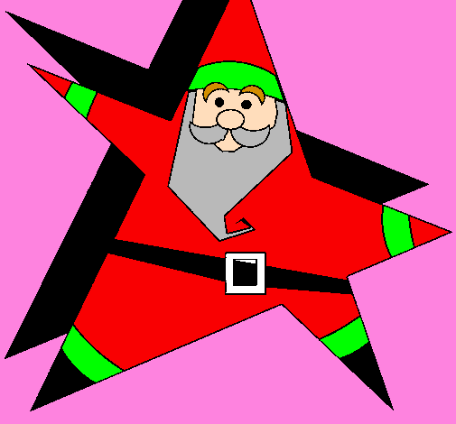 Coloring page Star shaped Father Christmas painted bybeth