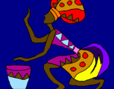 Coloring page Woman with drum painted byMia