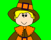Coloring page Pilgrim boy painted byGuellerin