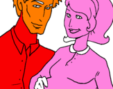 Coloring page Father and mother painted byVANESSA
