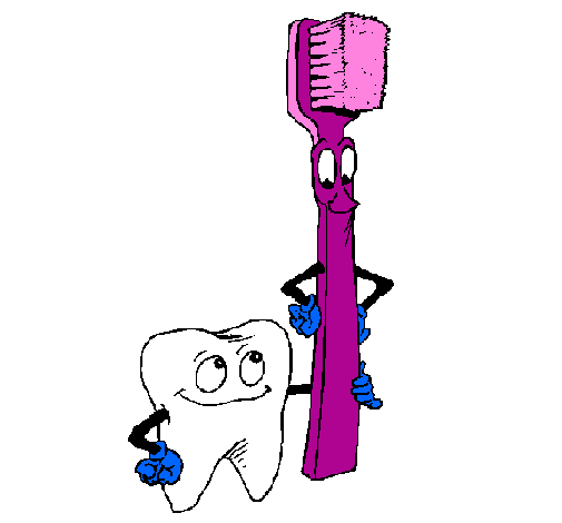Coloring page Tooth and toothbrush painted byl%uFFFDa