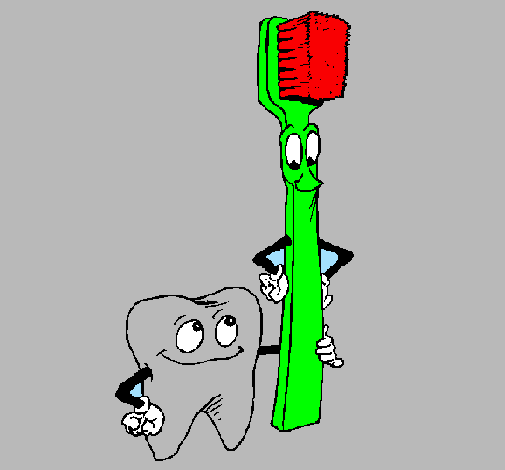 Coloring page Tooth and toothbrush painted byalice