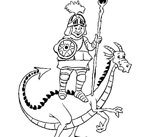 Coloring page Saint George and the dragon painted bypuk