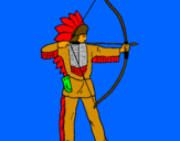 Coloring page Indian with bow painted bylogan