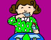 Coloring page Little girl brushing her teeth painted byalice