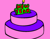 Coloring page New year cake painted bykrizel
