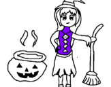 Coloring page Witch painted byButterfly