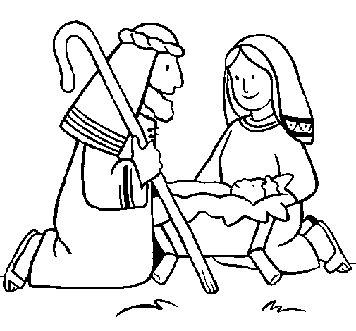 Coloring page Worshipping baby Jesus painted bychristmas