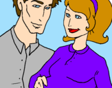 Coloring page Father and mother painted byabbie goodacre