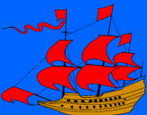 Coloring page 17th century sailing boat painted byCaptain Caden