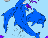 Coloring page Dolphins playing painted bychloe 