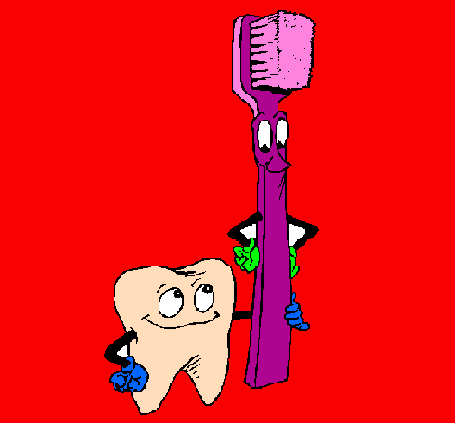 Coloring page Tooth and toothbrush painted byléa