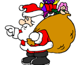 Coloring page Santa Claus with the sack of presents painted bypeter
