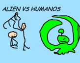 Coloring page Alien VS Human painted bylogan